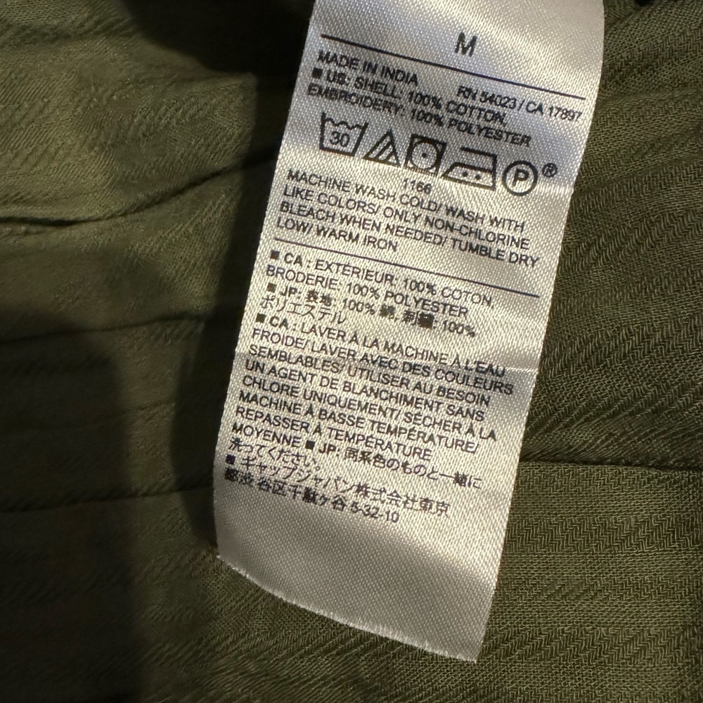 Banana Republic- women’s long sleeve shirt with embroidery- Olive green color - Picture 5 of 8